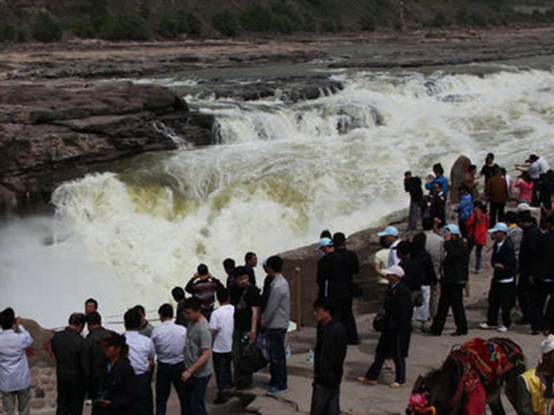 黃河壺口瀑布的水從黃變綠引起了民眾的觀看